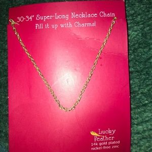NWT Lucky Feather Super-Long Gold Necklace Chain